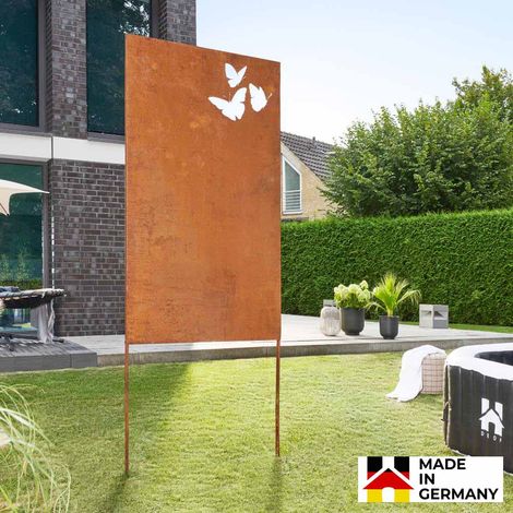 HOME DELUXE - Sichtschutz BUTTERFLY - 180 x 100 cm - wetterbeständig, edle Rostoptik I Rostschild, Gartenstecker, Roststecker Sichtschutz Wand Garten Rost (1/5)