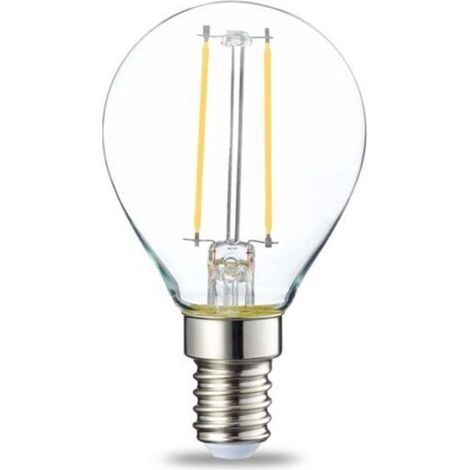 Lot de 6 petites ampoules LED rondes P45 Culot Edison à vis E14 2 W (équivalent 25 W) Filament transparent Intensité non variable, blanc chaud [Classe énergétique E] (1/4)