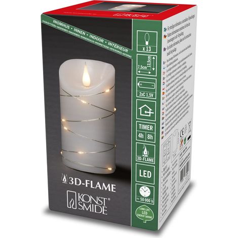 Konstsmide 1834-190 LED con candela di cera Bianco Bianco caldo (Ø x A) 75 mm x 135 mm con effetto 3D, con interruttore (1/5)