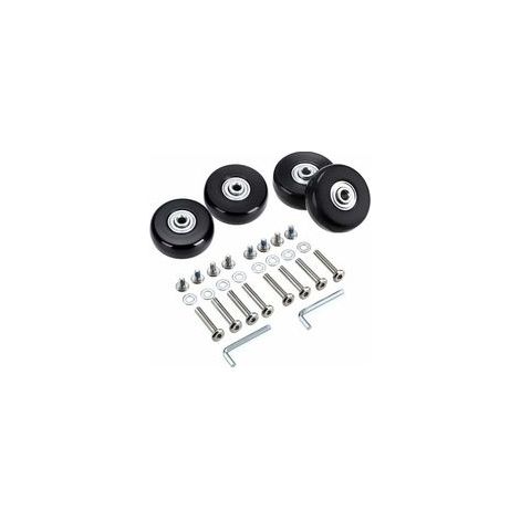 Juego de 4 ruedas de repuesto para maleta, 50x18 mm, ruedas giratorias de goma, kit de reparación, color negro.