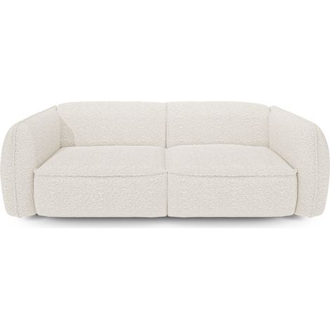 Canapé 3 places en tissu bouclette crème LIVIA (1/5)