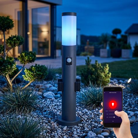 Etc-Shop – Lampe d'extérieur LED intelligente dimmable – Détecteur de mouvement – Acier inoxydable anthracite – IP44 – 60 cm – 10W 806 lumens