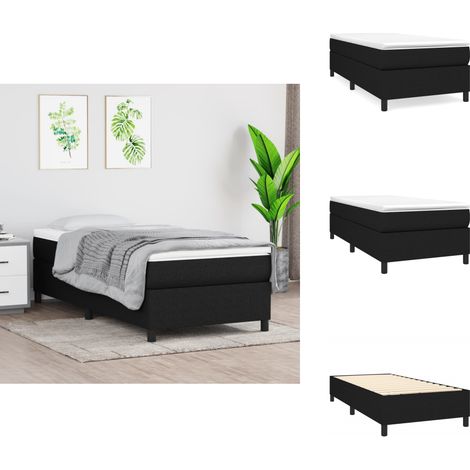 Bettgestell ohne Matratze Schwarz 90x200 cm Stoff - Bettes Gestell - Doppelbett - Boxspringbetten - Lattenrost - Schlafzimmer Möbel (1/5)