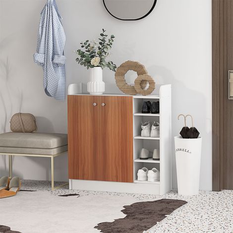Armario Zapatero Moderno con 2 Puertas Estantes Ajustables para 12 Pares de Zapatos para Pasillo 83x30x90 cm Natural (1/5)