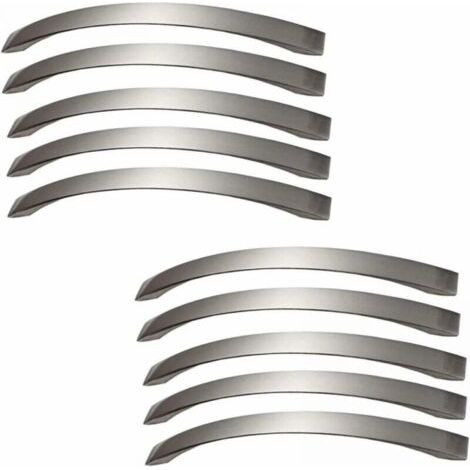 Lot de 10 Poignee de Meuble Cuisine - Chromées- Poignées de Porte Nickel Brossé Poignee de Cuisine inox Entraxe 160mm (1/4)