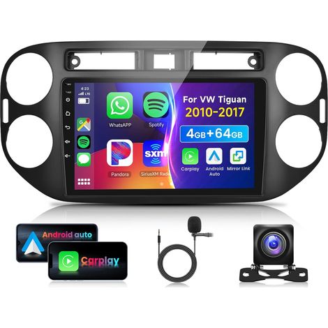 4G 64G 9" Autoradio Bluetooth pour 2014-2016 Carplay Android Auto sans Fil,DSP EQ,1280 720, WiFi GPS Navi,Mirrorlink,écran Tactile stéréo, RDS/FM Radio 2 din avec caméra arrière AHD (1/5)