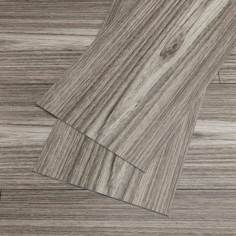 Dalle PVC Adhesive Sol Bois Gris Carrelage Adhesif Sol PVC Adhesif Chambre Stickers Carrelage Cuisine Bois Gris Dalle Garage Salle de Bain Impermeabile Rimovibile 90 cm × 15cm 12 Pièces (1/5)
