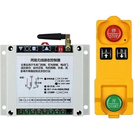 Industrielle Funkfernbedienung 315/433 MHz, 2-Kanal-Funkschalter für AC220-380V, mit einer einzelnen 315-MHz-Fernbedienung (1/4)