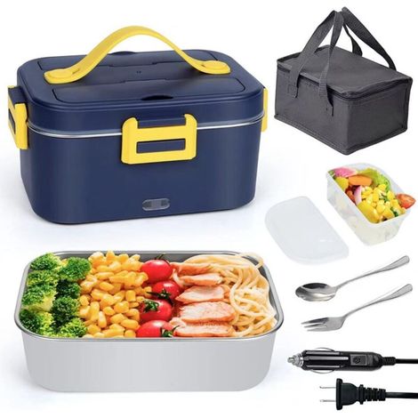 Boîte à lunch électrique pour la maison, en acier inoxydable 304, comprenant une cuillère, une fourchette et un sac isotherme,