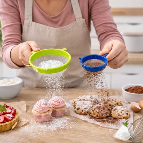 Set de 4 Tamis à Farine Colorés – Tailles Différentes, Tamisage Fin pour Pâtisserie, Cuisine et Desserts (1/5)