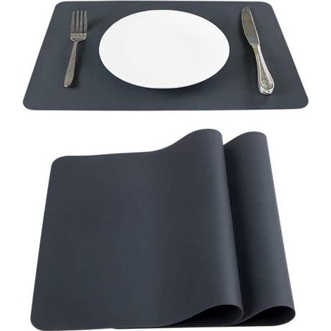 Abwaschbare Silikon-Platzsets 40 x 30 cm 2er-Set geeignet für Kinder abwaschbar rutschfest können als Platzsets Tischsets oder Untersetzer werden