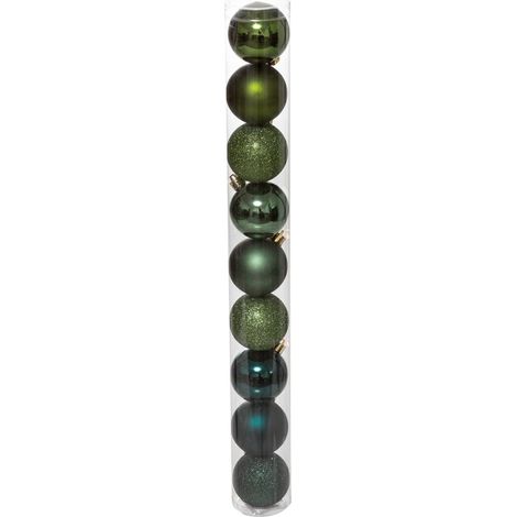 Déco de sapin Lot de 9 Boules de Noël D 6 cm - Vert Olive et Kaki - Feeric Christmas