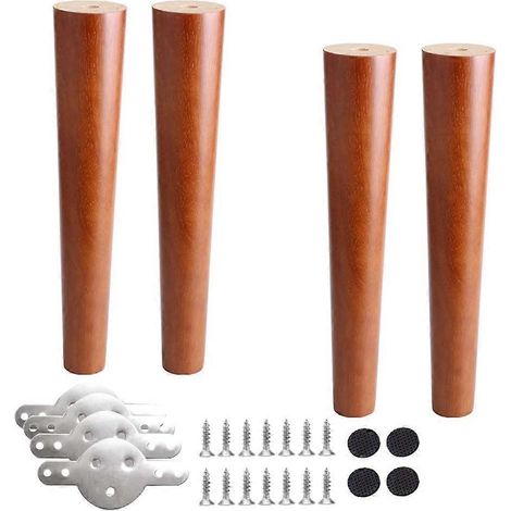 Quatre pieds de meubles en bois : pieds de table couleur noyer, pieds d’armoire, pieds de canapé et pieds de meubles en chêne. Les pieds de rechange mesurent 50 cm (19,7 pouces) de long. (1/5)