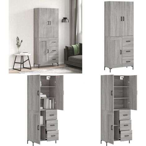 Highboard Grau Sonoma 69,5x34x180 cm Holzwerkstoff - Holzwerkstoff - Schrank (1/5)
