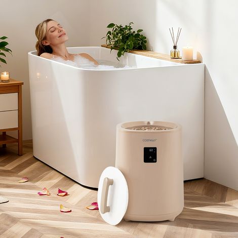 Chauffe-serviettes de Salle de Bain Chauffe-couvertures de 18 L avec Écran LED et Arrêt Automatique Seau Portable Marron (1/2)
