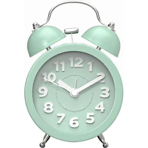 Réveil à double cloche, alarme lumineuse pour enfants et adultes, idéal pour les voyages, grands chiffres visibles - Réveil analogique style vintage (vert menthe), 202 (1/5)