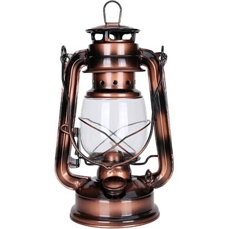Lampe à Pétrole Vintage, Lanterne Vintage, Extérieur Lanterne Tempête, Lampe à Huile Vintage avec Poignée pour Intérieur et Extérieur Jardin, Chemins, Paysage, Camping (Bronze)