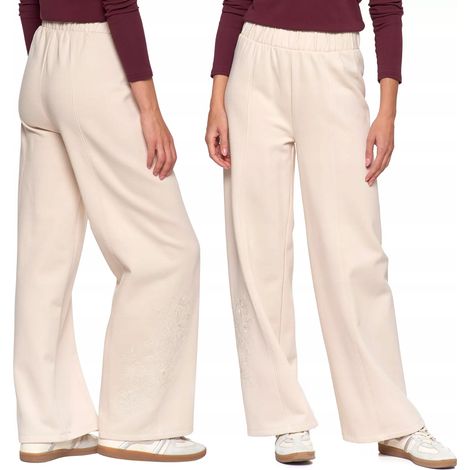 Pantalones deportivos cálidos para mujer con perneras anchas y bordados moraj XXL crudo (1/5)