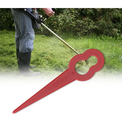Rasenmähermesser aus Kunststoff, Gartenmäher, Kantenschneider, Kunststoffmesser, kürbisförmig, L76, rot. (1/5)