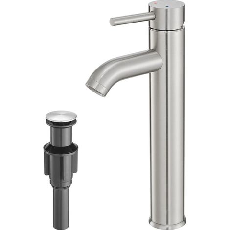 Robinet de salle de bain, robinet mitigeur pour lavabo avec bonde à ressort, adapté aux lavabos encastrés, avec socle.