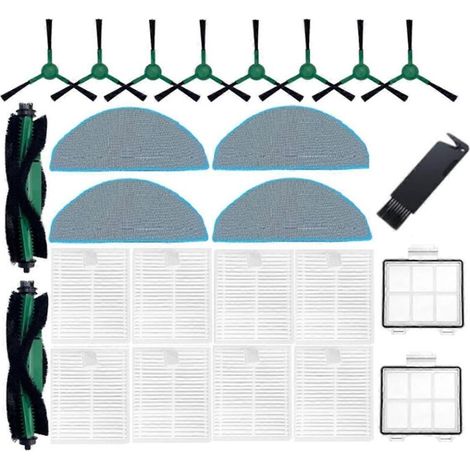 Kit d'accessoires pour aspirateur robot Essential Series Y0140, Y0110 et Y0112 : brosse principale, filtre et lingette de nettoyage. (1/5)