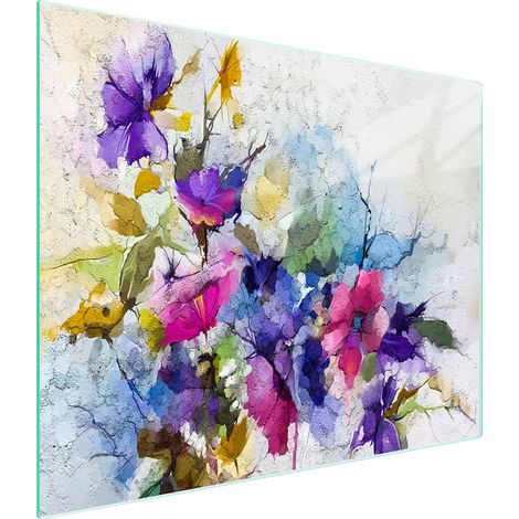 Planche à découper en verre 52x30 fleurs (1/5)