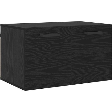 Armario de pared moderno con 2 estantes 60 x 36,5 x 35 cm diseño minimalista mueble de baño en madera de roble negro 020052496 (1/5)