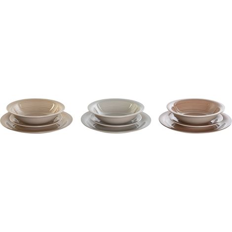 Vaisselle Set 18 Grès 26,5X26,5X3 Marron (1/3)