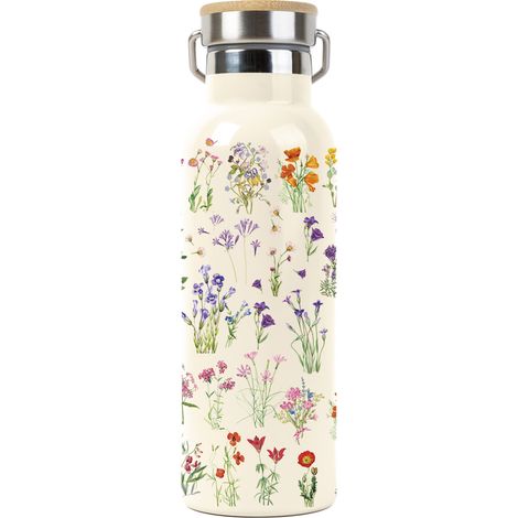 Borraccia in acciaio inossidabile "Botanical" "Wild Flowers" - Borraccia termica da 500 ml, borraccia termica riutilizzabile - Doppia parete isolante, borraccia isotermica per bevande fredde/calde - A