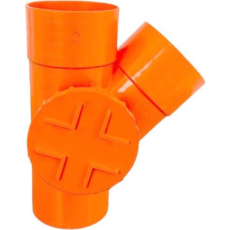 Derivazione 45° con tappo per ispezione in pvc : Diametro - 140 (con tappo Ø125), Modello - Destra