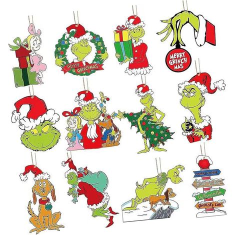 24 décorations de Noël monstre vert en bois, uniques et faites à la main, pour décorer une fenêtre ou un mur. (1/5)