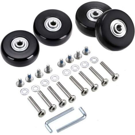 Set mit 4 Ersatz-Gummilenkrädern für Koffer (50 mm x 18 mm) und Reparatursets (schwarz) (1/5)