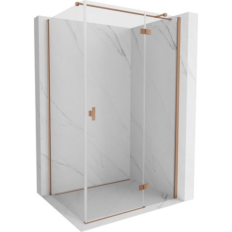 Mexen Mist-H T cabina doccia a battente destra 115 x 100 cm, trasparente, rame spazzolato - 8A5T-115-100-65-00-P (1/5)