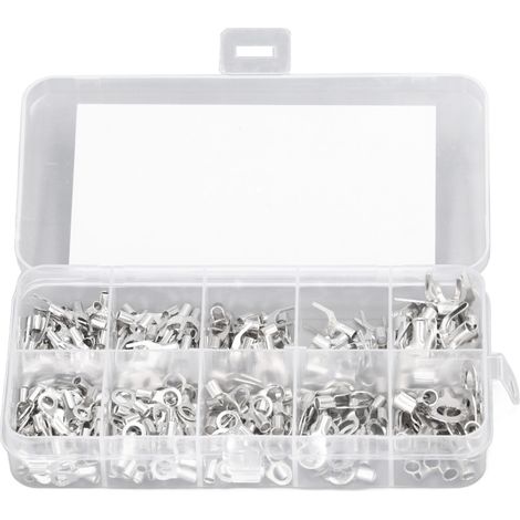Kit de 320 cosses à anneau non isolées pour câbles de batterie, cosses à sertir en cuivre, fourche ronde (1/5)