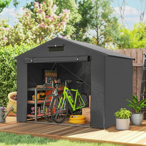 Abri de garage étanche 2,5 x 1,8 m avec porte zippée enroulable et fenêtre d'aération