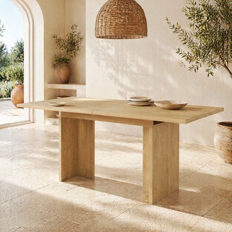 MEUBLIV Table à manger extensible 140/180x80 cm chêne – 6 à 8 personnes, style simple (1/5)