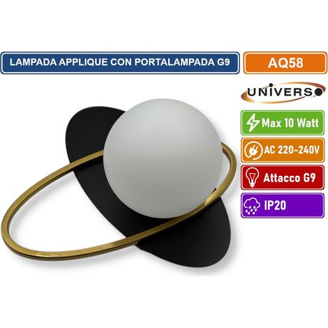 UNIVERSO AQ58 APPLIQUE LAMPADA DA INTERNO A PARATE IN STILE CONTEMPORANEO MAX 10W ATTACCO G9 (1/5)