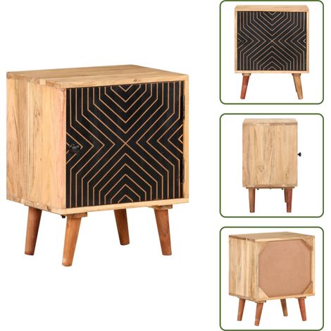 Nachttisch 40x30x50 cm Akazie Massivholz - Nachtisch - Akasienholzmöbel - Wohnzimmer Dekoration - Schlafzimmereinrichtung - Holznachtschränkchen (1/5)