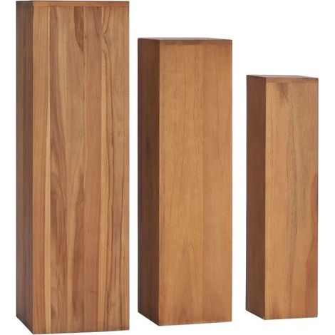 Un ensemble de 3 supports à plantes, en teck massif. (1/5)
