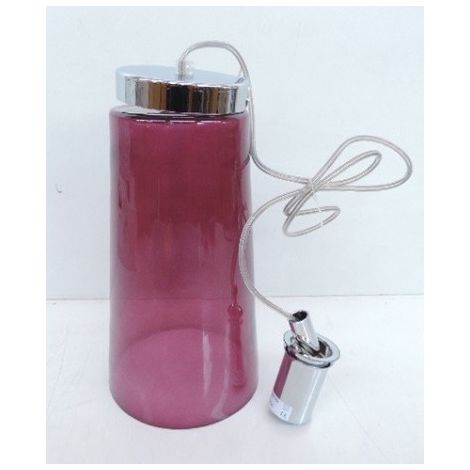Suspension métal chromé diffuseur verre fuchsia Ø 160mm H280mm lampe E27 230V (non incl) IP20 BROWNIES TRAJECTOIRE 435483