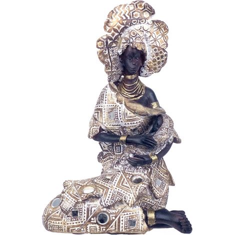 Signes Grimalt Figure de figure africaine  Figure africaine africaine et éléphants gris 12x14x22cm 25360 (1/2)