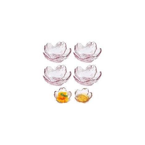 6 rosafarbene, sakura-förmige Glasschälchen zum Dippen, für Vorspeisensaucen oder als florale Dipschalen für Couchtisch oder Arbeitsplatte (1/5)