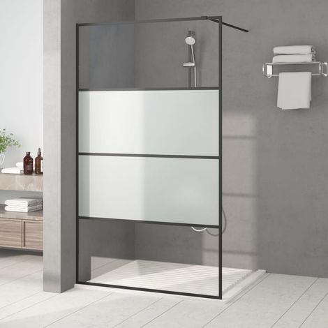 Paroi de douche Paroi de baignoire - Noir 115x195 cm Verre ESG demi-dépoli BV300995 - BonneVie (1/5)