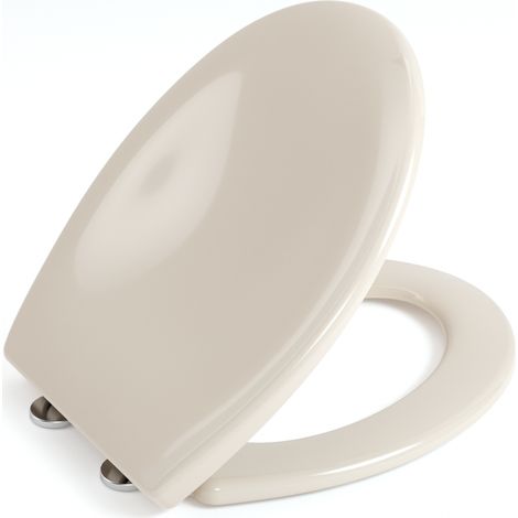 Abattant WC avec frein de chute AquaWise, cuvette toilette avec fixation inox, Installation facile, Thermoplastique, ovale, 36,9x44,3 cm, Blanc