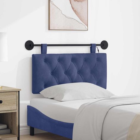 Tête de lit suspendue Avec lumière LED Bleu police Velours (1/5)