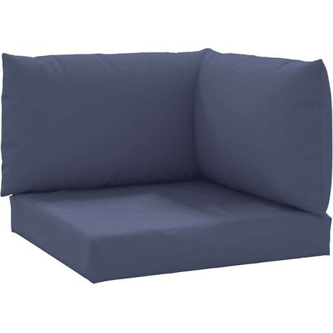 Un ensemble de 3 coussins pour plateau, en tissu Oxford bleu marine. (1/5)