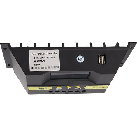 Régulateur solaire MPPT 20A 12V 24V avec écran LCD, protection complète pour système photovoltaïque (1/5)