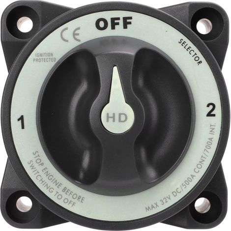 Interrupteur de déconnexion de batterie 500A 3 positions Interrupteur principal de coupure de courant Protection d'allumage étanche IP66 pour bateau de camping-car (1/5)