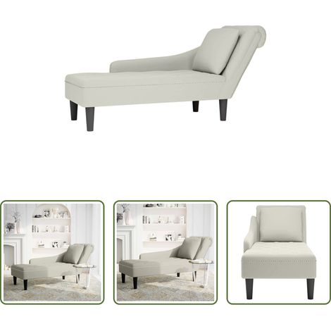 vidaXL Chaise longue con reposabrazos derecho terciopelo crema (1/5)