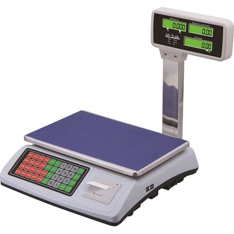 Bascula de Comercio Digital Electronica 50KG Balanza Comercial con TICKET Precisión 1/3000 F.S.